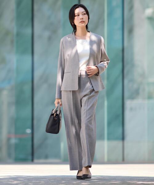 THE SHOP TK （ザ ショップ ティーケー ）の「ビジネスノーカラージャケット【セットアップ可/洗える】/CAVIANシリーズ（ノーカラージャケット・レディース・スミクロ/チャコールグレー・13/12）」の22枚目の写真