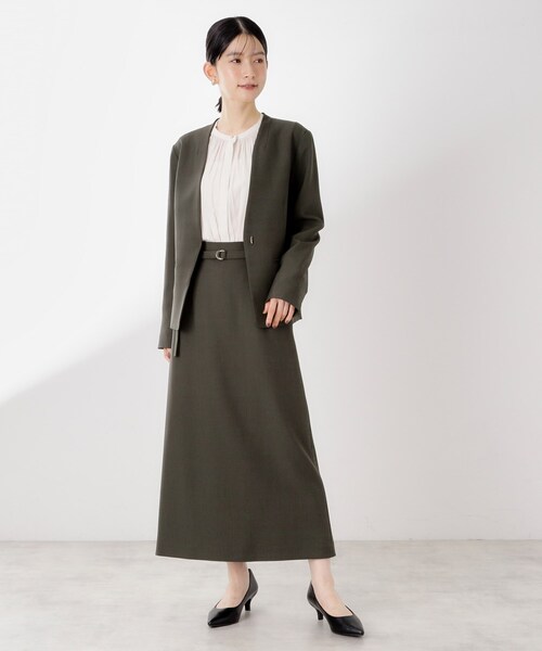 THE SHOP TK （ザ ショップ ティーケー ）の「ビジネスノーカラージャケット【セットアップ可/洗える】/CAVIANシリーズ（ノーカラージャケット・レディース・スミクロ/チャコールグレー・13/12）」の14枚目の写真