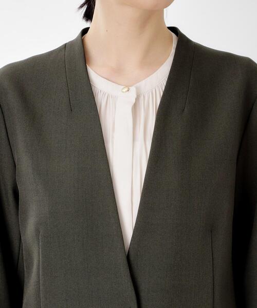 THE SHOP TK （ザ ショップ ティーケー ）の「ビジネスノーカラージャケット【セットアップ可/洗える】/CAVIANシリーズ（ノーカラージャケット・レディース・スミクロ/チャコールグレー・13/12）」の9枚目の写真