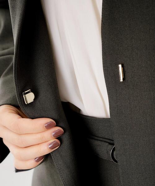 THE SHOP TK （ザ ショップ ティーケー ）の「ビジネスノーカラージャケット【セットアップ可/洗える】/CAVIANシリーズ（ノーカラージャケット・レディース・スミクロ/チャコールグレー・13/12）」の4枚目の写真