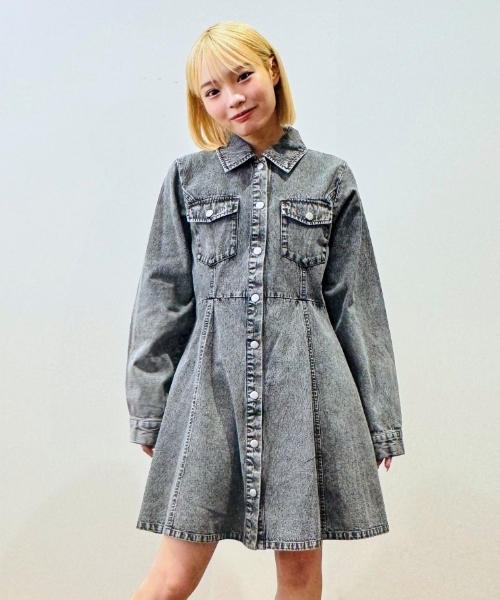 セール】デニムシャツワンピース（シャツワンピース