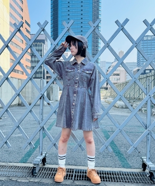 セール】デニムシャツワンピース（シャツワンピース）｜LOVETOXIC