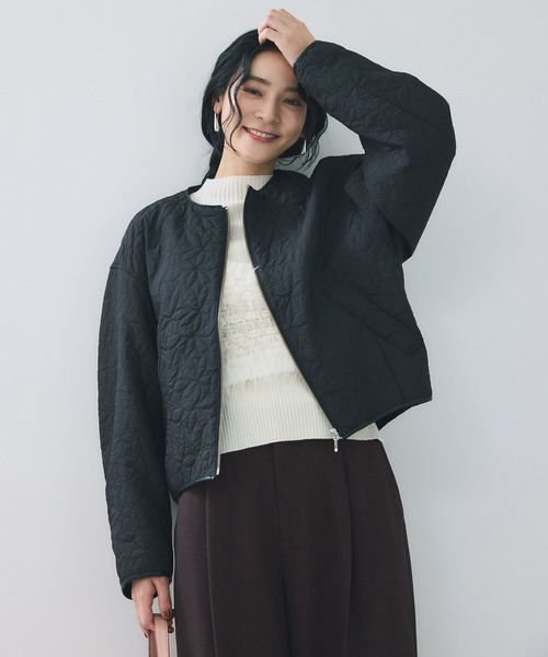 VIS(ビス)の「合皮パイピングキルトアソートブルゾン(ブルゾン・レディース・ブラック/ベージュ/オフホワイト・FREE)」の5枚目の写真