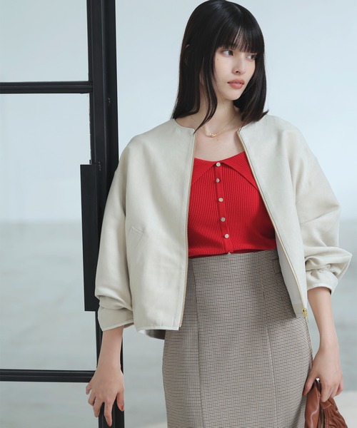 VIS(ビス)の「合皮パイピングキルトアソートブルゾン(ブルゾン・レディース・ブラック/ベージュ/オフホワイト・FREE)」の14枚目の写真