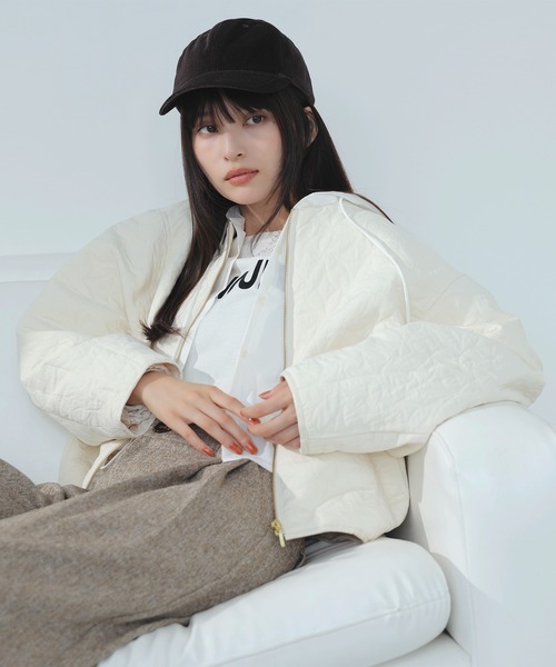 VIS(ビス)の「合皮パイピングキルトアソートブルゾン(ブルゾン・レディース・ブラック/ベージュ/オフホワイト・FREE)」の11枚目の写真