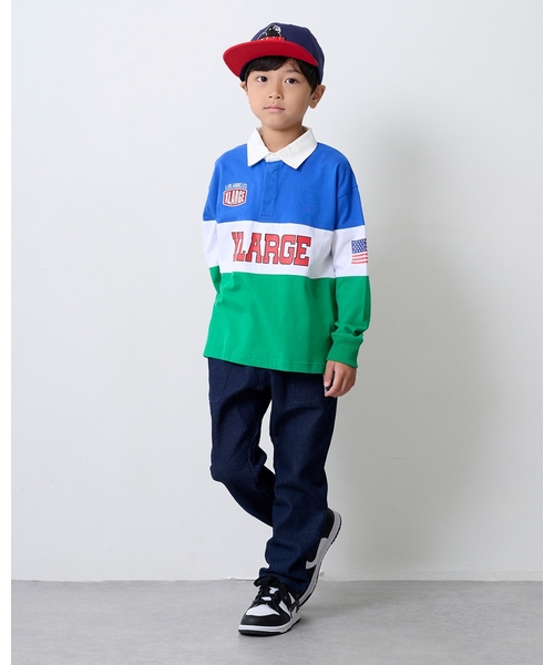 XLARGE KIDS（エクストララージキッズ）の「バックロゴカットデニムテーパードパンツ（デニムパンツ・キッズ・ブルー/ブラック・120cm/140cm/110cm/100cm/130cm/90cm）」の19枚目の写真