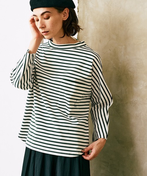 LA MARINE FRANCAISE（マリン フランセーズ）の「スタンドカラーポケットプルオーバー（Tシャツ/カットソー・レディース・グリーン/ベージュ/ブラック・FREE）」の3枚目の写真