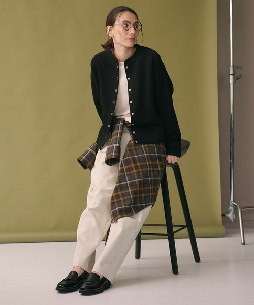 ダブルフェイス リングボタンカーディガン2 ウォッシャブル