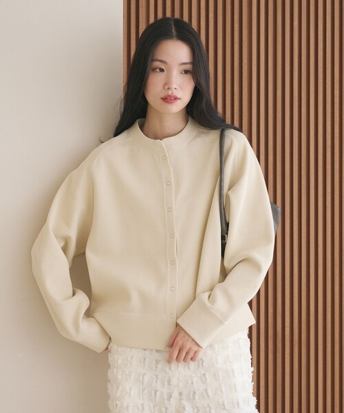 BEAUTY&YOUTH UNITED ARROWS(ビューティーアンドユースユナイテッドアローズ)の「ダブルフェイス リングボタンカーディガン2 ウォッシャブル(カーディガン/ボレロ・レディース・ブラック/オフホワイト/グレー系/ライトピンク・M/S)」の5枚目の写真