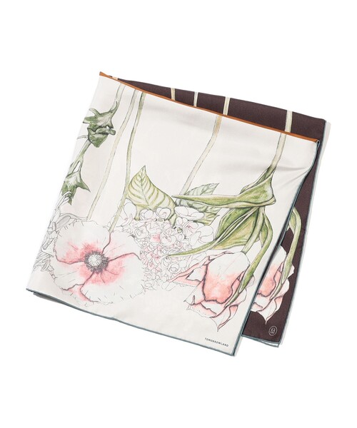 TOMORROWLAND DOUBLE FLOWER シルクスカーフ Atelier TOMORROWLAND DOUBLE FLOWER シルクスカーフ（バンダナ