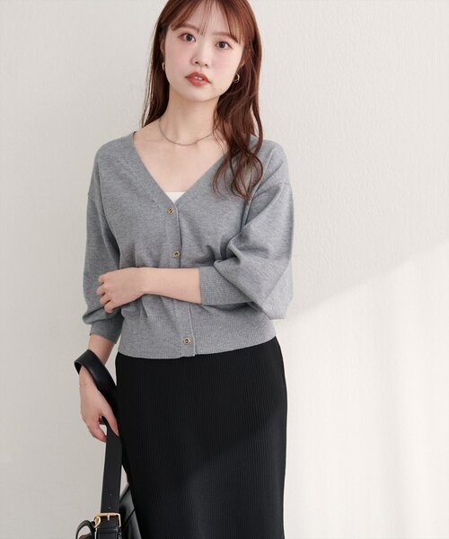natural couture（ナチュラルクチュール）の「ハトメバーベーシックカーディガン（カーディガン/ボレロ・レディース・ネイビー/ボルドー/グレー/オフホワイト/グレイッシュベージュ/ブラック・FREE）」の13枚目の写真