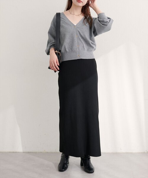 natural couture（ナチュラルクチュール）の「ハトメバーベーシックカーディガン（カーディガン/ボレロ・レディース・ネイビー/ボルドー/グレー/オフホワイト/グレイッシュベージュ/ブラック・FREE）」の14枚目の写真