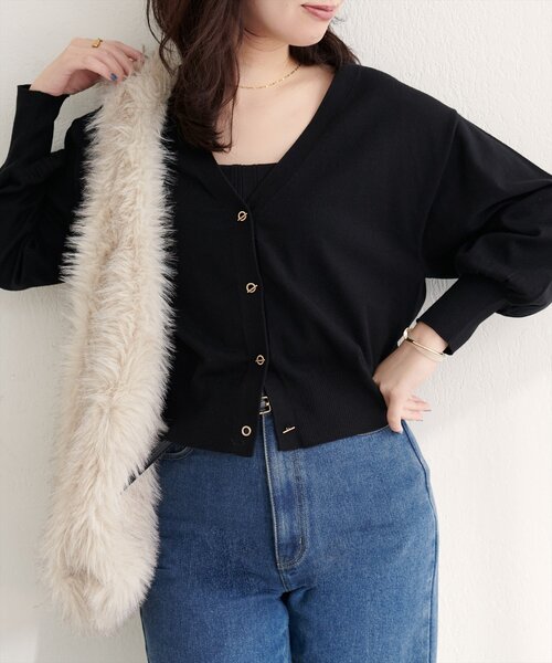 natural couture（ナチュラルクチュール）の「ハトメバーベーシックカーディガン（カーディガン/ボレロ・レディース・ネイビー/ボルドー/グレー/オフホワイト/グレイッシュベージュ/ブラック・FREE）」の15枚目の写真