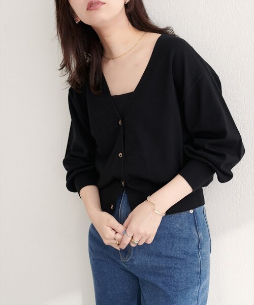 natural couture（ナチュラルクチュール）の「ハトメバーベーシックカーディガン（カーディガン/ボレロ・レディース・ネイビー/ボルドー/グレー/オフホワイト/グレイッシュベージュ/ブラック・FREE）」の16枚目の写真