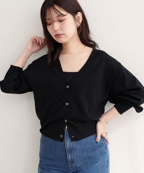 natural couture（ナチュラルクチュール）の「ハトメバーベーシックカーディガン（カーディガン/ボレロ・レディース・ネイビー/ボルドー/グレー/オフホワイト/グレイッシュベージュ/ブラック・FREE）」の17枚目の写真