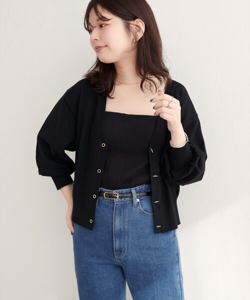 natural couture（ナチュラルクチュール）の「ハトメバーベーシックカーディガン（カーディガン/ボレロ・レディース・ネイビー/ボルドー/グレー/オフホワイト/グレイッシュベージュ/ブラック・FREE）」の18枚目の写真