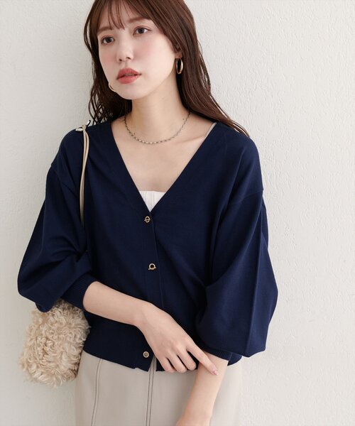 natural couture（ナチュラルクチュール）の「ハトメバーベーシックカーディガン（カーディガン/ボレロ・レディース・ネイビー/ボルドー/グレー/オフホワイト/グレイッシュベージュ/ブラック・FREE）」の11枚目の写真