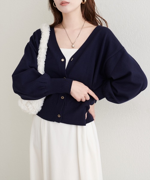 natural couture（ナチュラルクチュール）の「ハトメバーベーシックカーディガン（カーディガン/ボレロ・レディース・ネイビー/ボルドー/グレー/オフホワイト/グレイッシュベージュ/ブラック・FREE）」の5枚目の写真