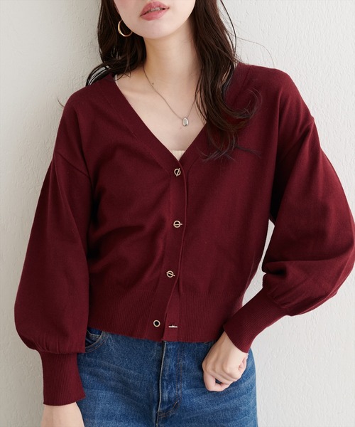 natural couture（ナチュラルクチュール）の「ハトメバーベーシックカーディガン（カーディガン/ボレロ・レディース・ネイビー/ボルドー/グレー/オフホワイト/グレイッシュベージュ/ブラック・FREE）」の6枚目の写真