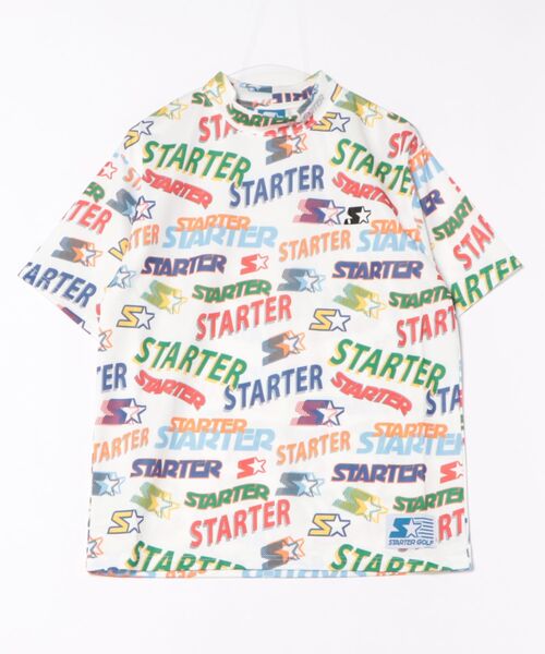 STARTER(スターター)の「【STARTER GOLF】スターターゴルフ STARTERロゴパターン 総柄モックネック半袖Tシャツメンズ レディース ユニセックス SG-123003(Tシャツ/カットソー・メンズ・ホワイト/ブラック・L/M)」の3枚目の写真