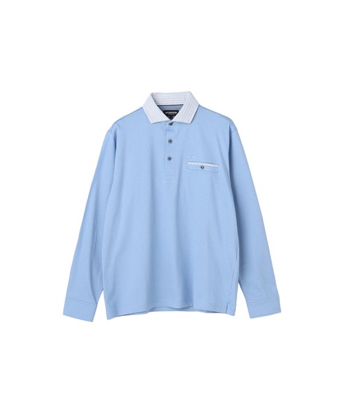 McGREGOR（マックレガー）の「ピケ柄長袖ポロ（ポロシャツ・メンズ・ライトブルー/ブルー系その他2・M/L/XL）」の4枚目の写真