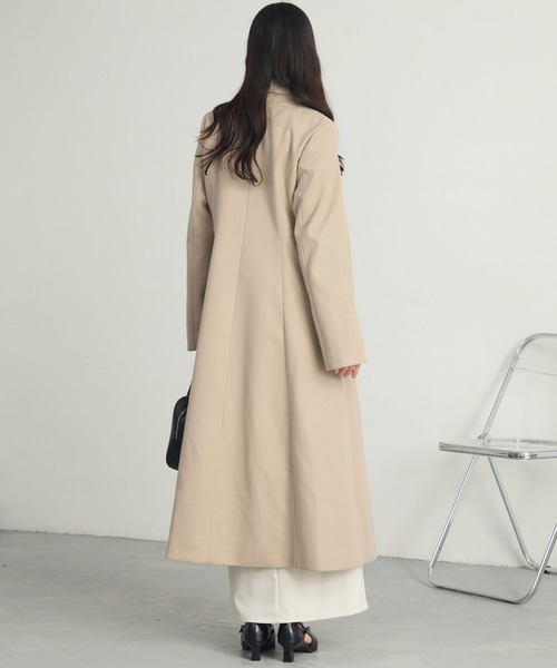 Cieluna】カットメルトンフレアロングチェスターコート（チェスター