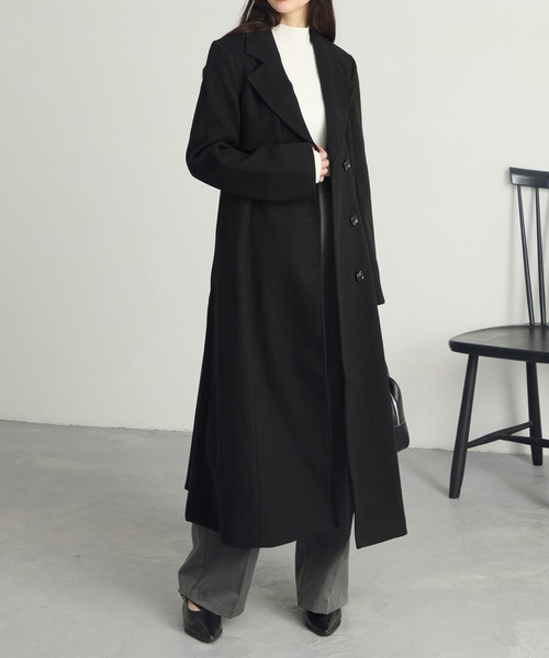 Cieluna(シエルナ)の「【Cieluna】カットメルトンフレアロングチェスターコート(チェスターコート・レディース・ベージュ/ブラック/チャコールグレー・M/L)」の5枚目の写真