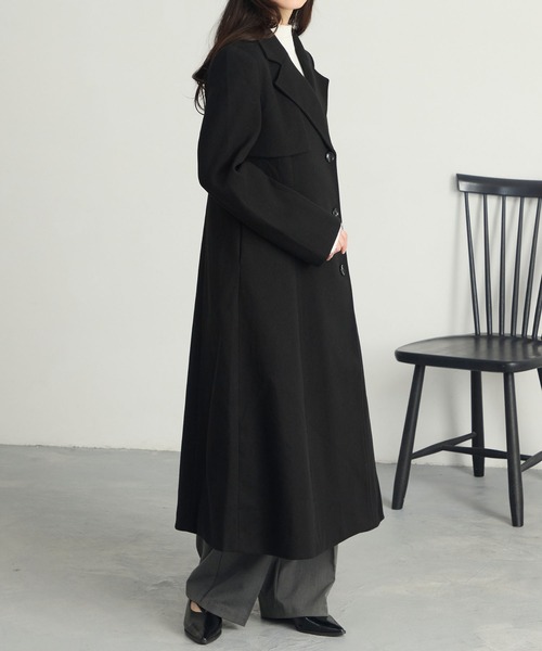 セール】【Cieluna】カットメルトンフレアロングチェスターコート
