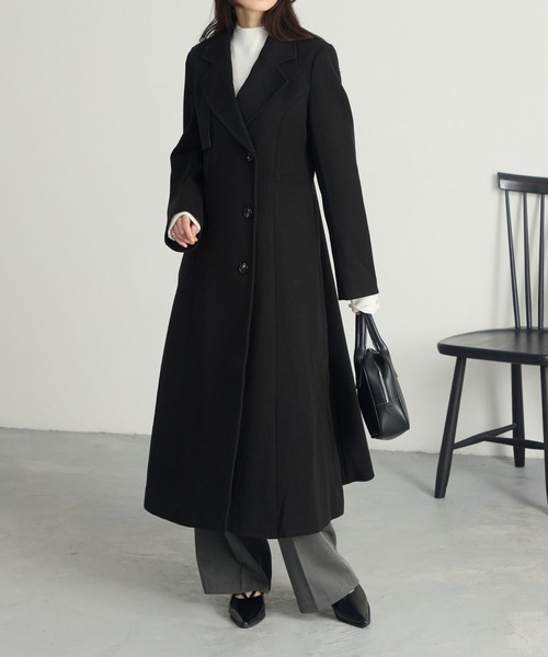 セール】【Cieluna】カットメルトンフレアロングチェスターコート