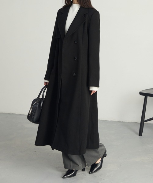 セール】【Cieluna】カットメルトンフレアロングチェスターコート