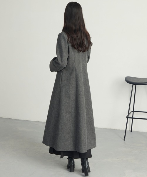 Cieluna】カットメルトンフレアロングチェスターコート（チェスター