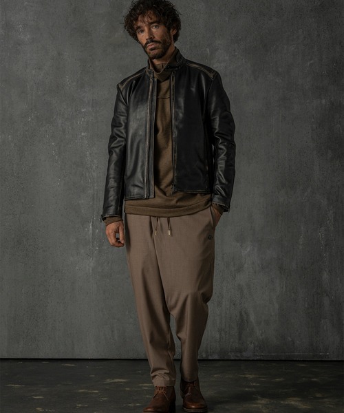 C DIEM（カルペディエム）の「C DIEM(カルペディエム)ヴィンテージライク ダブルスタンドカラー シングルライダースジャケット（ライダースジャケット・メンズ・ブラック・XL/L/M）」の5枚目の写真