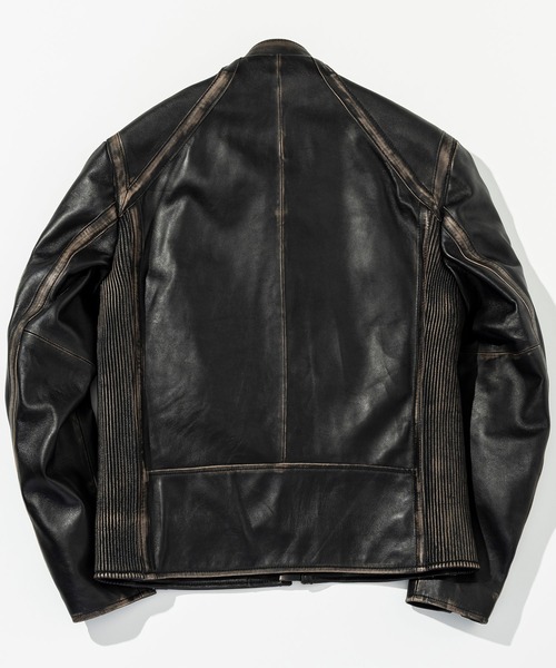 C DIEM（カルペディエム）の「C DIEM(カルペディエム)ヴィンテージライク ダブルスタンドカラー シングルライダースジャケット（ライダースジャケット・メンズ・ブラック・XL/L/M）」の10枚目の写真