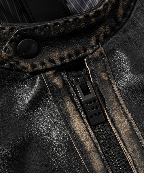 C DIEM（カルペディエム）の「C DIEM(カルペディエム)ヴィンテージライク ダブルスタンドカラー シングルライダースジャケット（ライダースジャケット・メンズ・ブラック・XL/L/M）」の12枚目の写真