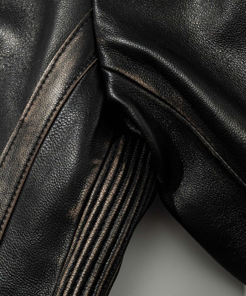 C DIEM（カルペディエム）の「C DIEM(カルペディエム)ヴィンテージライク ダブルスタンドカラー シングルライダースジャケット（ライダースジャケット・メンズ・ブラック・XL/L/M）」の15枚目の写真