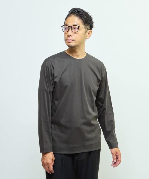 MEN'S MELROSE(メンズメルローズ)の「マーセライズドスムース クルーネックロングスリーブTシャツ(Tシャツ/カットソー・メンズ・スミクロ/ホワイト/ボルドー・4/2/3)」の2枚目の写真