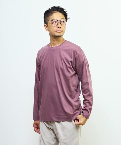 MEN'S MELROSE(メンズメルローズ)の「マーセライズドスムース クルーネックロングスリーブTシャツ(Tシャツ/カットソー・メンズ・スミクロ/ホワイト/ボルドー・4/2/3)」の4枚目の写真