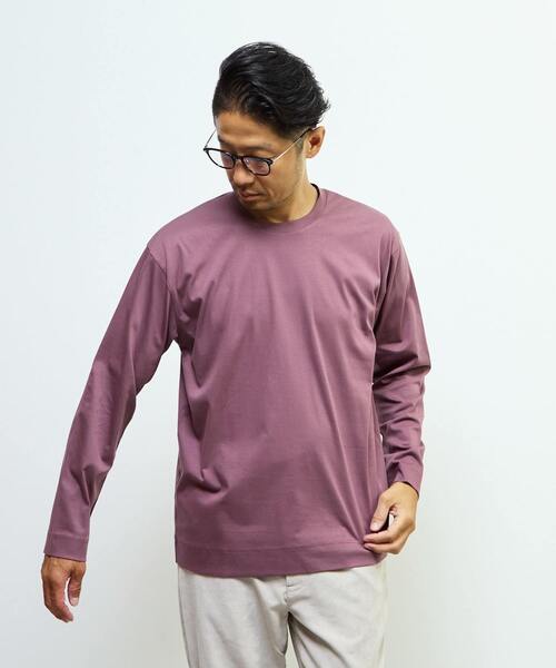 MEN'S MELROSE(メンズメルローズ)の「マーセライズドスムース クルーネックロングスリーブTシャツ(Tシャツ/カットソー・メンズ・スミクロ/ホワイト/ボルドー・4/2/3)」の5枚目の写真