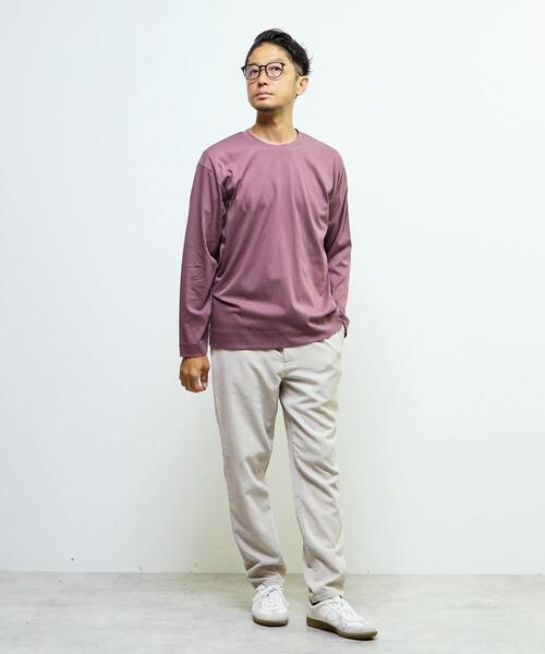 MEN'S MELROSE(メンズメルローズ)の「マーセライズドスムース クルーネックロングスリーブTシャツ(Tシャツ/カットソー・メンズ・スミクロ/ホワイト/ボルドー・4/2/3)」の6枚目の写真