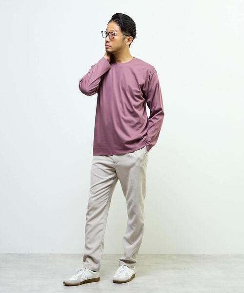 MEN'S MELROSE(メンズメルローズ)の「マーセライズドスムース クルーネックロングスリーブTシャツ(Tシャツ/カットソー・メンズ・スミクロ/ホワイト/ボルドー・4/2/3)」の7枚目の写真