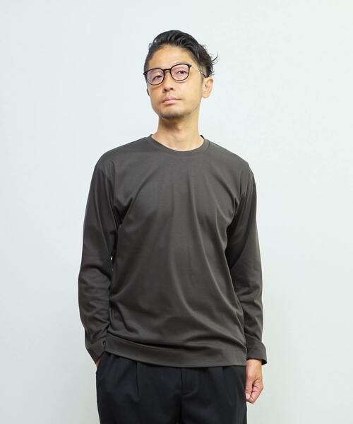MEN'S MELROSE(メンズメルローズ)の「マーセライズドスムース クルーネックロングスリーブTシャツ(Tシャツ/カットソー・メンズ・スミクロ/ホワイト/ボルドー・4/2/3)」の10枚目の写真