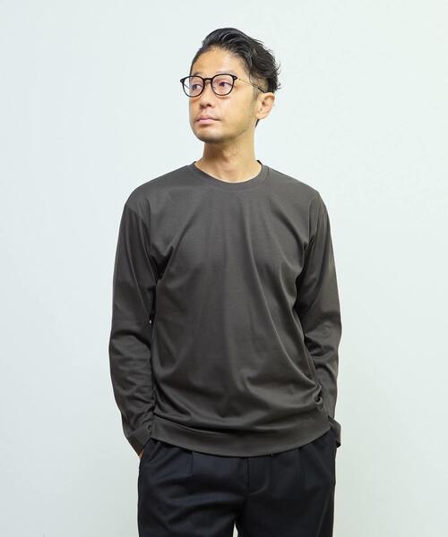 MEN'S MELROSE(メンズメルローズ)の「マーセライズドスムース クルーネックロングスリーブTシャツ(Tシャツ/カットソー・メンズ・スミクロ/ホワイト/ボルドー・4/2/3)」の11枚目の写真