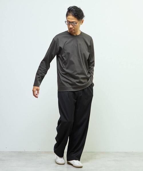 MEN'S MELROSE(メンズメルローズ)の「マーセライズドスムース クルーネックロングスリーブTシャツ(Tシャツ/カットソー・メンズ・スミクロ/ホワイト/ボルドー・4/2/3)」の13枚目の写真