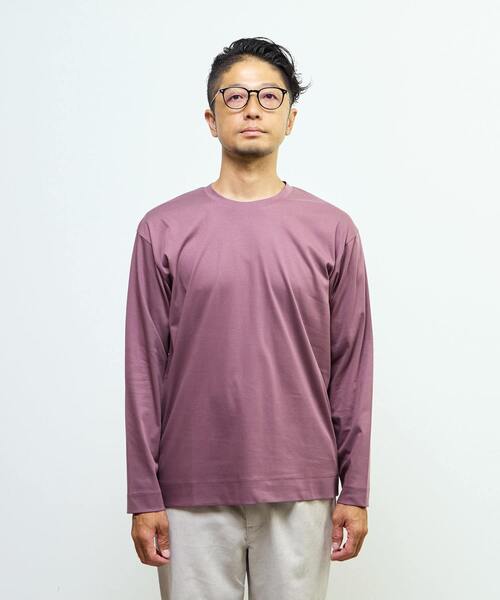 MEN'S MELROSE(メンズメルローズ)の「マーセライズドスムース クルーネックロングスリーブTシャツ(Tシャツ/カットソー・メンズ・スミクロ/ホワイト/ボルドー・4/2/3)」の16枚目の写真