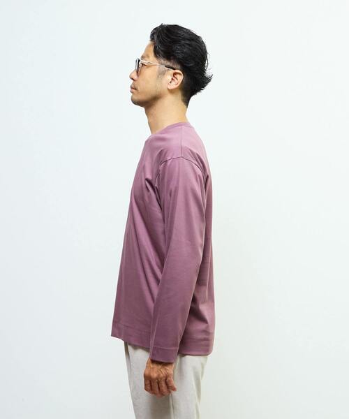 MEN'S MELROSE(メンズメルローズ)の「マーセライズドスムース クルーネックロングスリーブTシャツ(Tシャツ/カットソー・メンズ・スミクロ/ホワイト/ボルドー・4/2/3)」の17枚目の写真