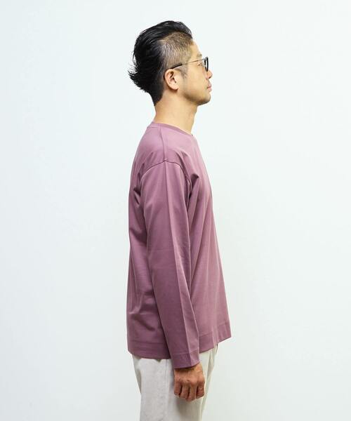 MEN'S MELROSE(メンズメルローズ)の「マーセライズドスムース クルーネックロングスリーブTシャツ(Tシャツ/カットソー・メンズ・スミクロ/ホワイト/ボルドー・4/2/3)」の19枚目の写真