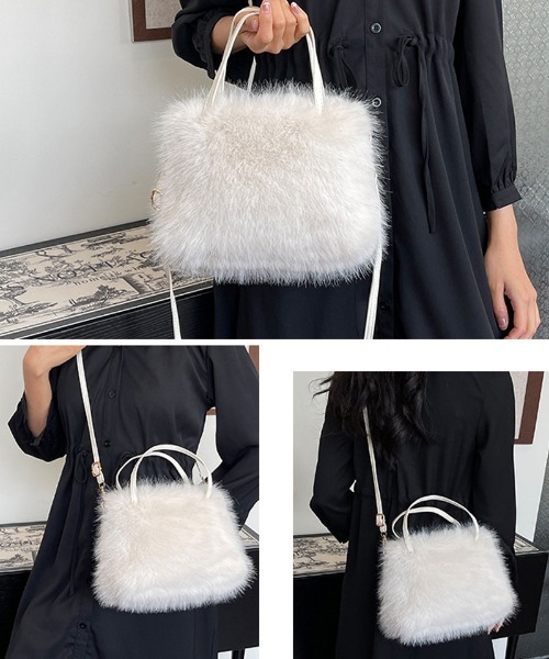 shoppinggo(ショッピングゴー)の「ファーバッグ ふわふわ ミニショルダーバッグ もこもこ 肩掛け 秋冬 お洒落(ショルダーバッグ・レディース・ホワイト/ベージュ/ブラック/グレー/ピンク・FREE)」の9枚目の写真