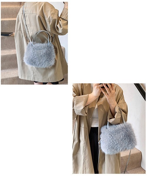 shoppinggo(ショッピングゴー)の「ファーバッグ ふわふわ ミニショルダーバッグ もこもこ 肩掛け 秋冬 お洒落(ショルダーバッグ・レディース・ホワイト/ベージュ/ブラック/グレー/ピンク・FREE)」の7枚目の写真