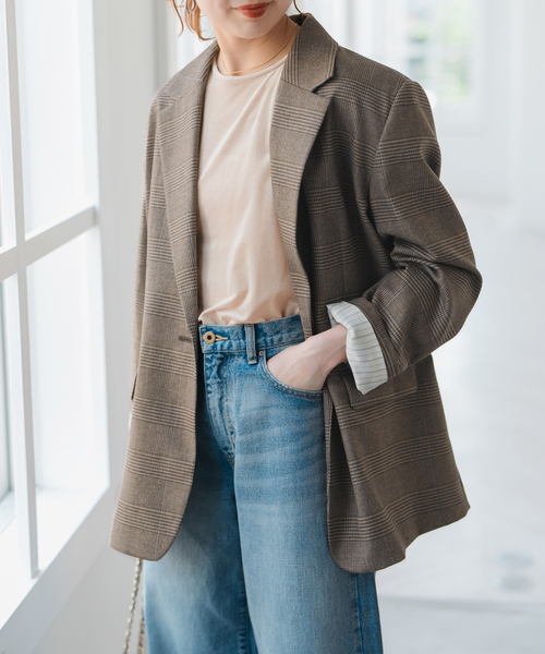 Spick & Span(スピックアンドスパン)の「クラシカルチェックジャケット(テーラードジャケット・レディース・ブラウン・36/38)」の2枚目の写真
