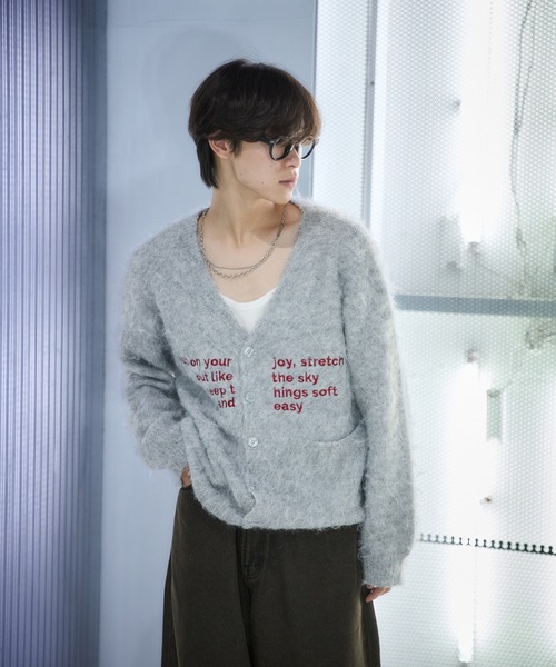 sedacle(セダクル)の「刺繍シャギーニットカーディガン(カーディガン/ボレロ・レディース・ネイビー/ダークブラウン/グレー・SMALL/MEDIUM/LARGE)」の9枚目の写真